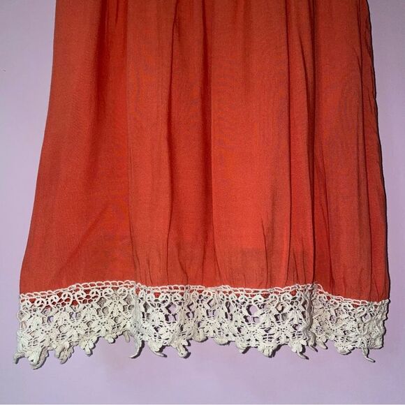 Entro Sundress M Orange Crochet Empire Mini Dress - Picture 4 of 11